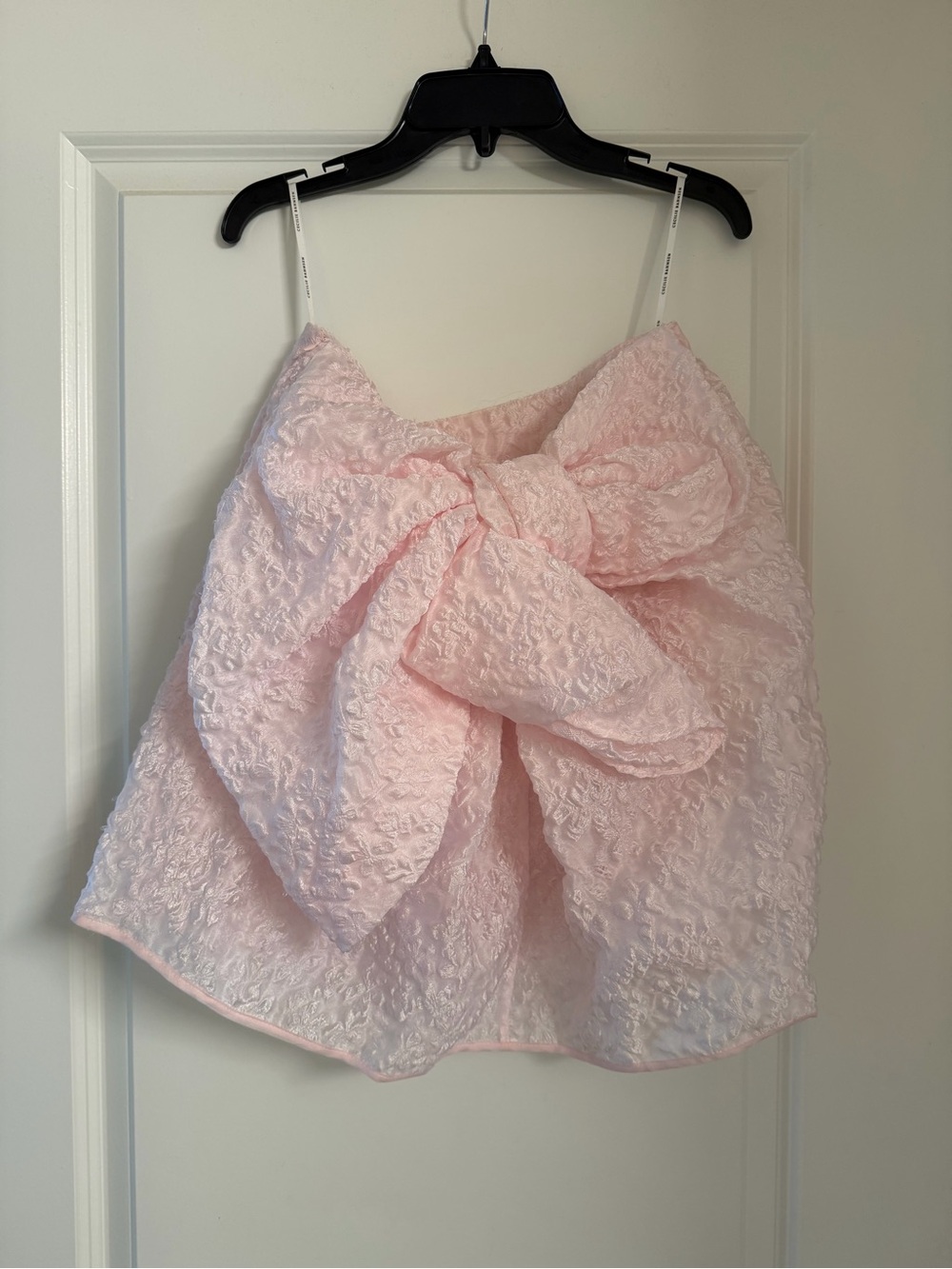 Cecilie Bahnsen Pale Pink Textured Bow Mini Skirt
